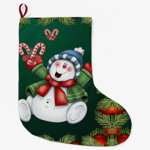 Grande Chaussette De Noël Noël, bonhomme de neige de Noël