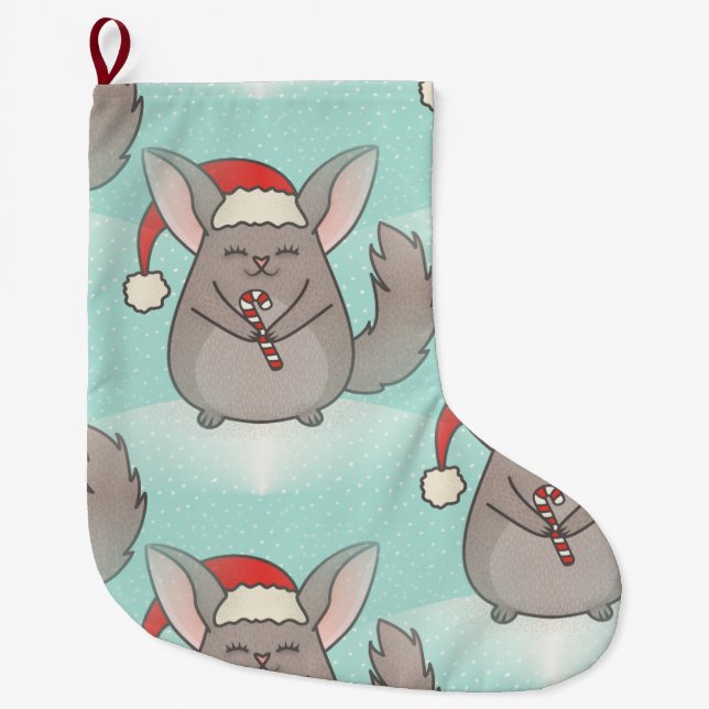 Grande Chaussette De Noël noël chinchillas xmas stockage (Devant)