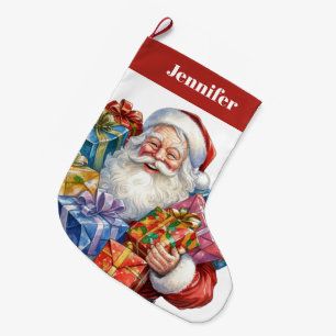 Grande Chaussette De Noël Noël classique de Jolly Santa Claus