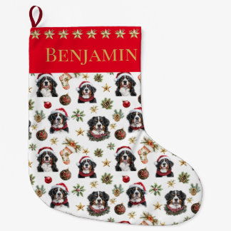 Grande Chaussette De Noël Noël de chien de montagne bernois personnalisé