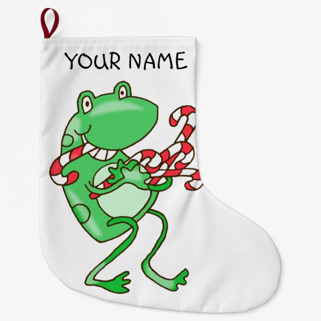 Grande Chaussette De Noël Noël de la grenouille — Grenouille, Sucre de canne (Devant)