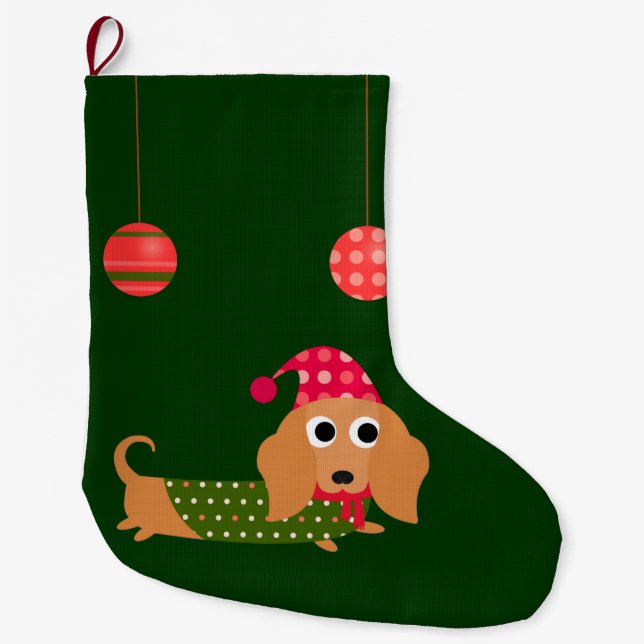 Grande Chaussette De Noël Noël de teckel (Devant)