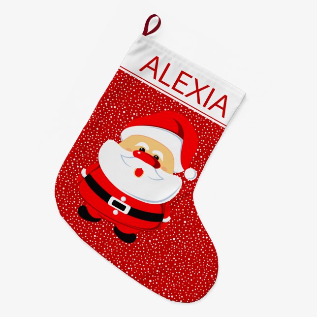 Grande Chaussette De Noël Noël du Père Noël rouge et blanc (Devant (Accrochage))