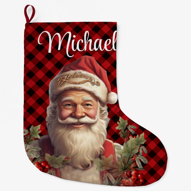 Grande Chaussette De Noël Noël du Père Noël Saint Nicolas (Devant)