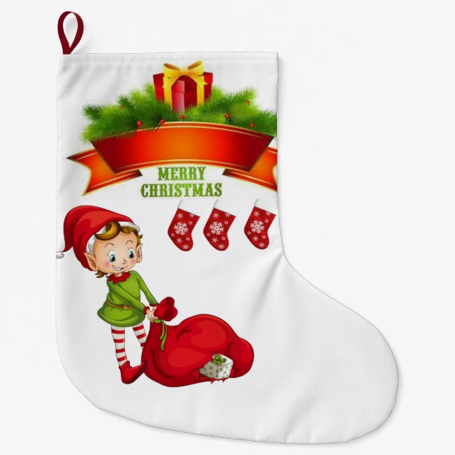 Grande Chaussette De Noël Noël, Elfe (Devant)