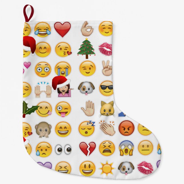 Grande Chaussette De Noël noël emojis xmas stockage (Devant)