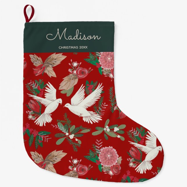 Grande Chaussette De Noël Noël fleuri (Devant)