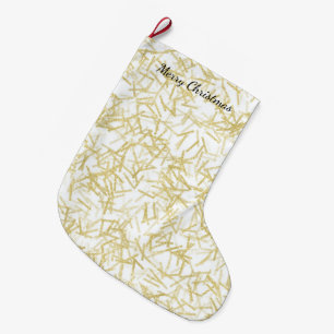 Grande Chaussette De Noël Noël Glam Glitzy Or Blanc