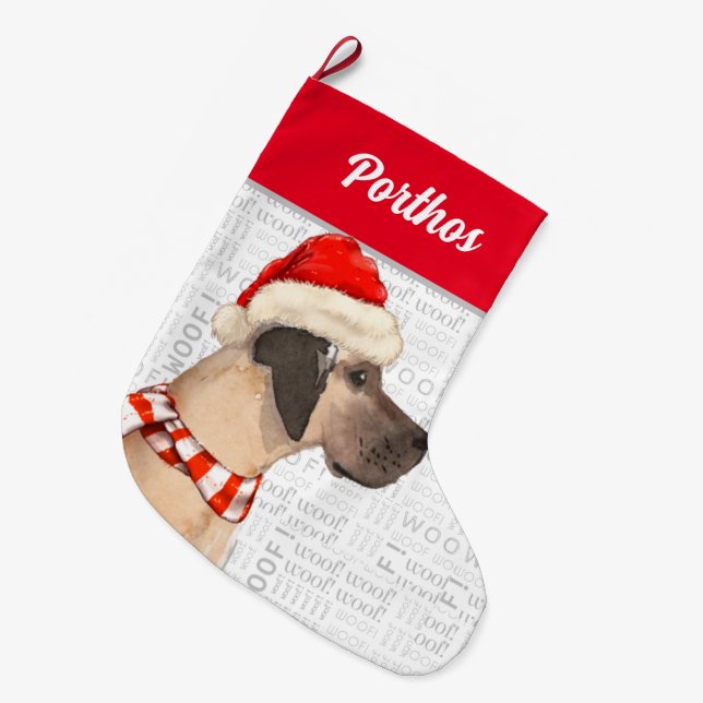 Grande Chaussette De Noël Noël Grand Danse avec le nom du chien (Devant (Accrochage))