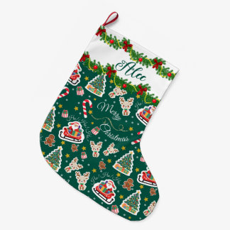 Grande Chaussette De Noël Noël Joyeux Père Noël Vert Personnalisé