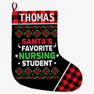 Grande Chaussette De Noël Noël laid de l'étudiant en soins infirmiers favo
