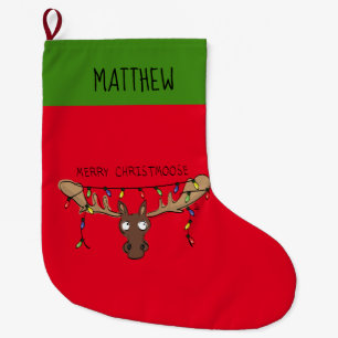 Grande Chaussette De Noël Noël Moose mignonne drôle animal de vacances