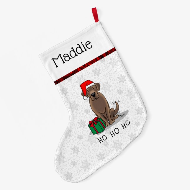 Grande Chaussette De Noël Noël Père Noël Chocolat Labrador Retriever Cute (Dos (Accrochage))