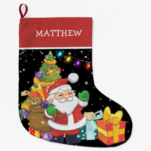 Grande Chaussette De Noël Noël personnalisé des mignons Père Noël pour enfan