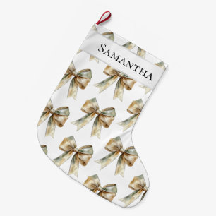 Grande Chaussette De Noël Noel Rustic Green Bow personnalisé