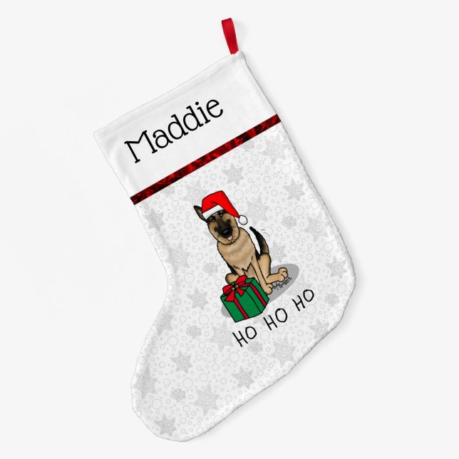 Grande Chaussette De Noël Noël Santa Hat Allemand Berger Chien mignonne (Dos (Accrochage))