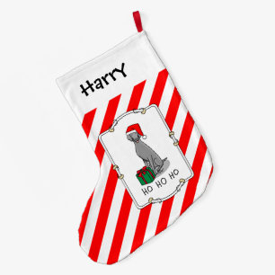 Grande Chaussette De Noël Noël Santa Hat Weimaraner Chien (gris 1) mignon