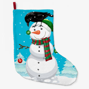 Grande Chaussette De Noël Noël Snowman et Raven