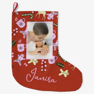 Grande Chaussette De Noël Noël Soins Festive Famille Photo