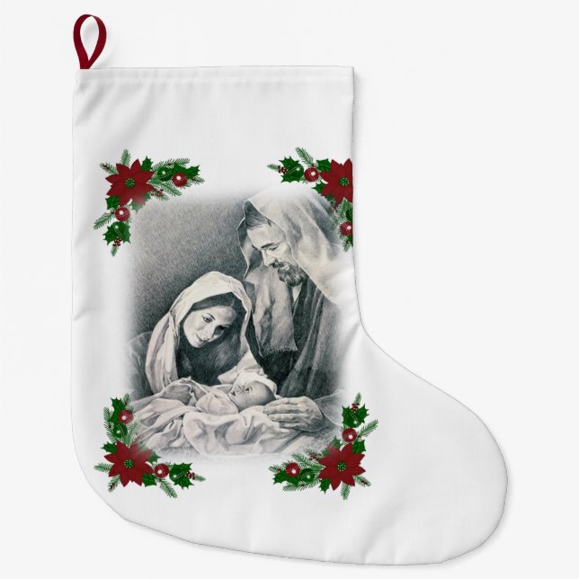 Grande Chaussette De Noël Noël Stocker, Jésus Christ (Devant)