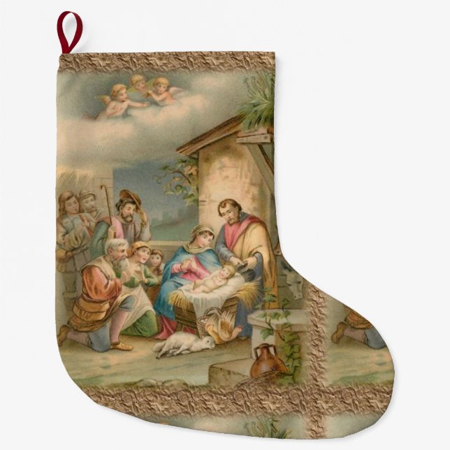 Grande Chaussette De Noël Noël Stocker, Jésus Christ (Devant)