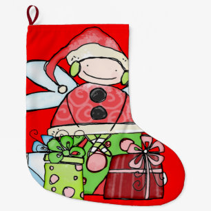 Grande Chaussette De Noël Noël Stocker, Père Noël Angel Rouge