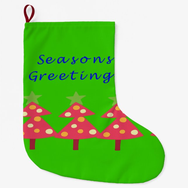 Grande Chaussette De Noël Noël Stocker, Salutations de saison vert (Devant)