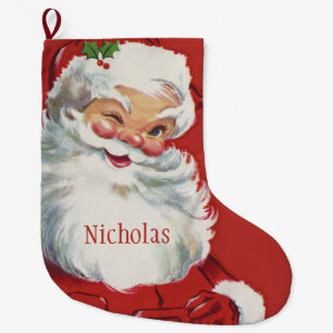 Grande Chaussette De Noël Noël Vintage, Jolly Santa Claus en train de couler