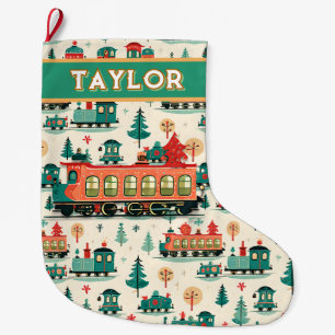 Grande Chaussette De Noël Noël Vintage personnalisé