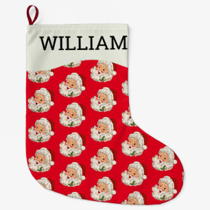 Grande Chaussette De Noël Noël vintage Retro Jolly Santa Claus