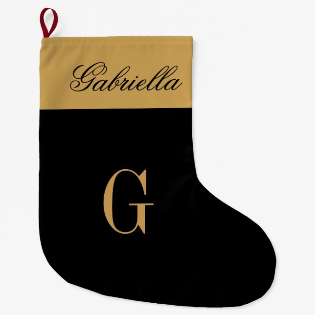 Grande Chaussette De Noël Noir d'or (Devant)