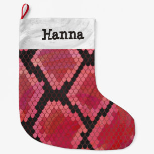 Grande Chaussette De Noël Noir et rouge de serpent
