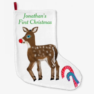 Grande Chaussette De Noël Nom de bébé 1er Noël Renne
