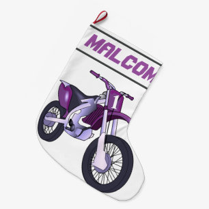 Grande Chaussette De Noël NOM et âge ou numéro Moto-cycliste Dirt