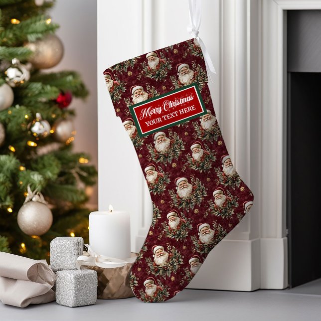 Grande Chaussette De Noël Nom personnalisé Aquarelle Noël Stockage (Custom Name Watercolor Christmas Stocking)