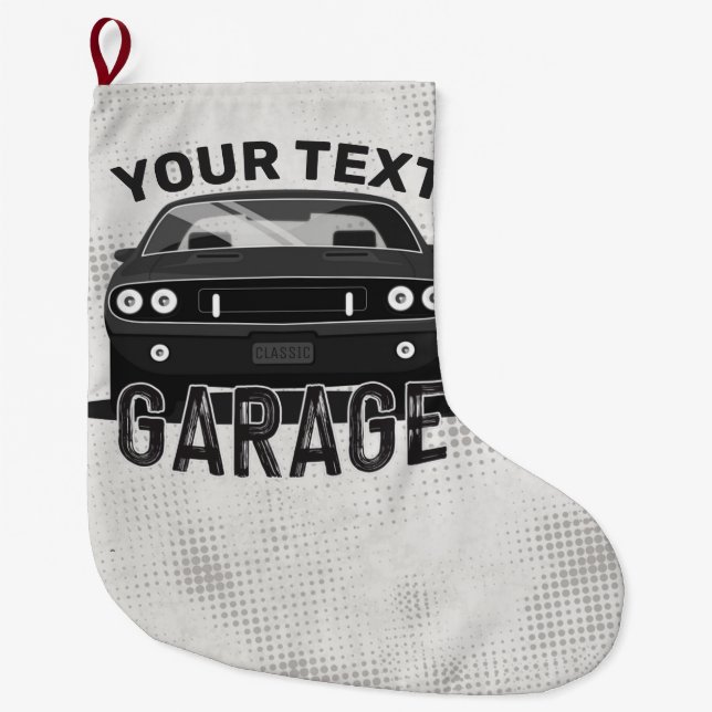 Grande Chaussette De Noël Nom personnalisé Classic Muscle Garage Retro (Devant)