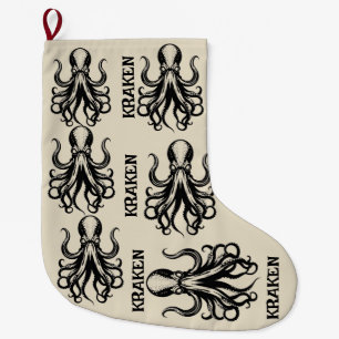 Grande Chaussette De Noël Nom personnalisé de calmar pieuvre Kraken personna