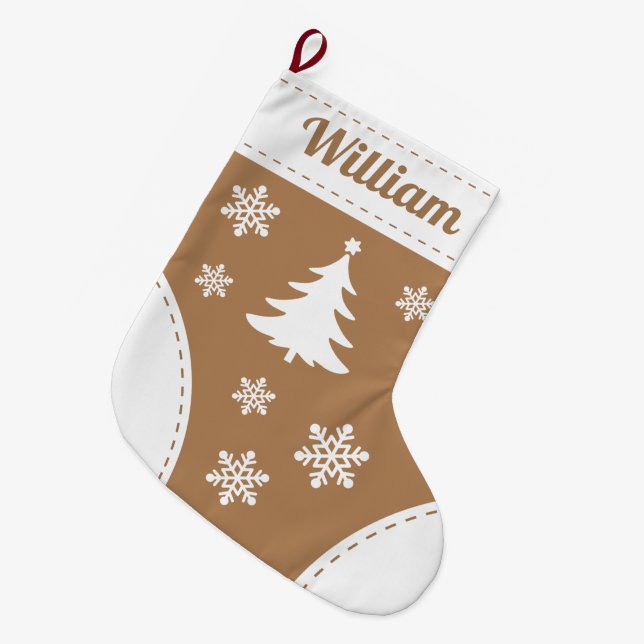 Grande Chaussette De Noël Nom personnalisé Élégant Noël Stocker (Devant (Accrochage))