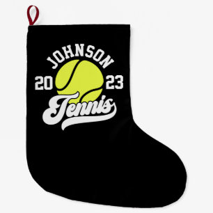 Grande Chaussette De Noël NOM Personnalisé Tennis Lecteur Racket Ball Court