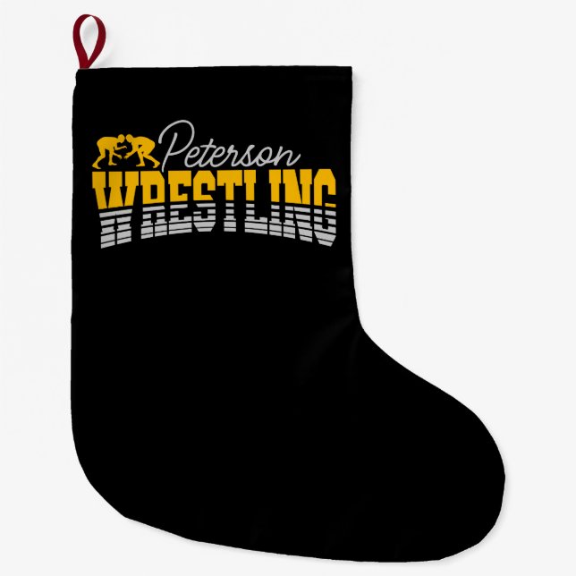 Grande Chaussette De Noël NOM personnalisé Wrestling School Team Wrestler (Devant)