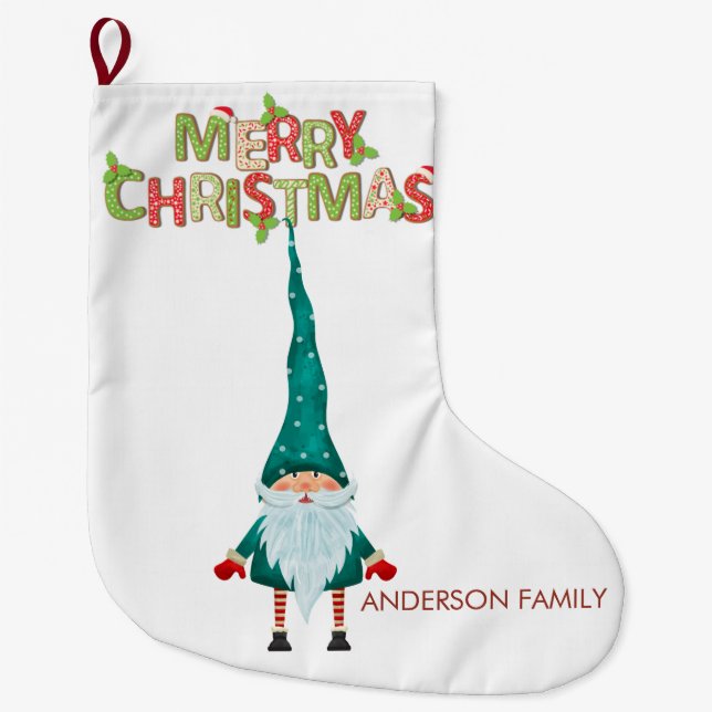 Grande Chaussette De Noël Nordic Gnome Joyeux Noël (Devant)