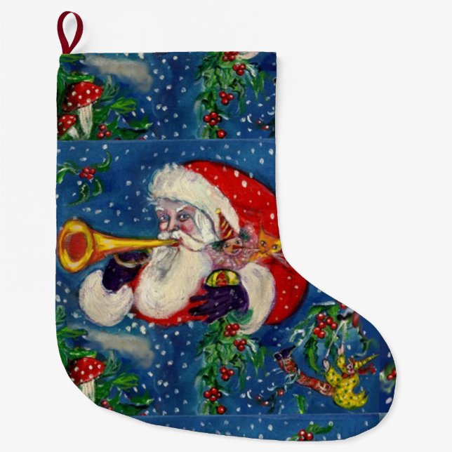 GRANDE CHAUSSETTE DE NOËL NUIT DE NOËL MUSICALE /SANTA CLAUS BUGLER (Devant)