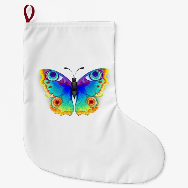 Grande Chaussette De Noël Oeil de paon arc-en-ciel (Devant)
