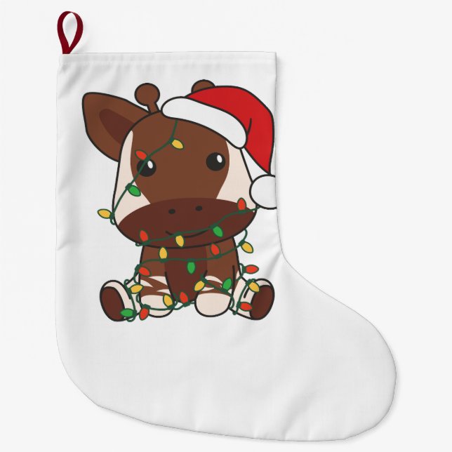 Grande Chaussette De Noël Okapi Noël Animaux d'hiver Vacances Okapis (Devant)