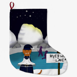 Grande Chaussette De Noël Oliver La Loutre Patine sur la Rivière