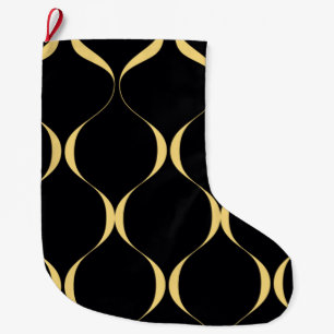 Grande Chaussette De Noël Or, simple, moderne, luxueux graphisme ondulé