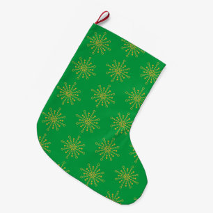 Grande Chaussette De Noël Or Vert Mood Rétro Atomique Du Milieu Du Siècle Ve