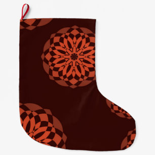 Grande Chaussette De Noël Orange, moderne, décoratif, geometric flowers