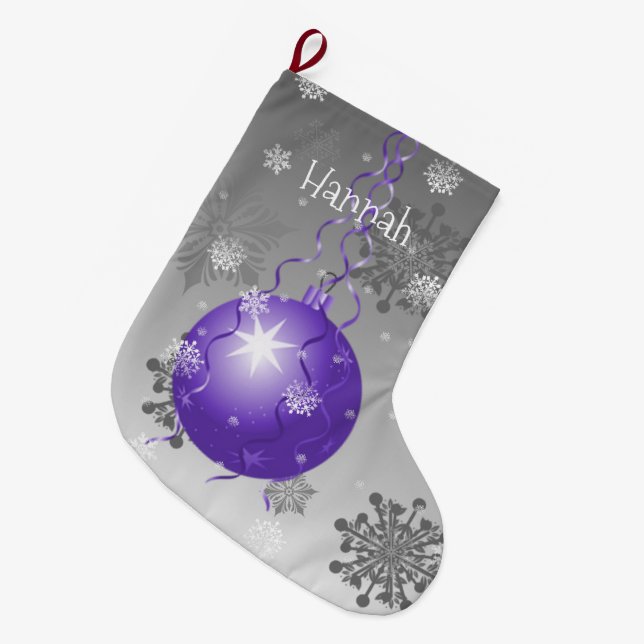 Grande Chaussette De Noël Ornement de Noël mauve fantaisie (Devant (Accrochage))