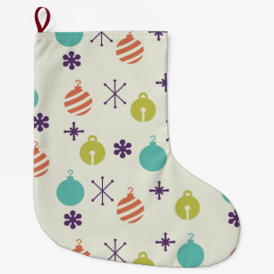 Grande Chaussette De Noël Ornements de Noël rétro Snowflakes